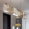 Modern Stainless Steel Long Crystal Chandelier with Minimalist Personality